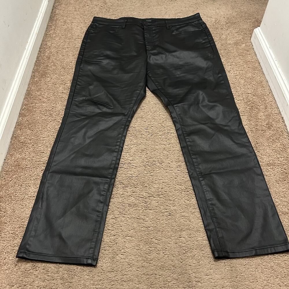 Ethanol Pants Mens 40 x 30 Black Faux Leather Slim Fit Cotton Blend Goth Punk